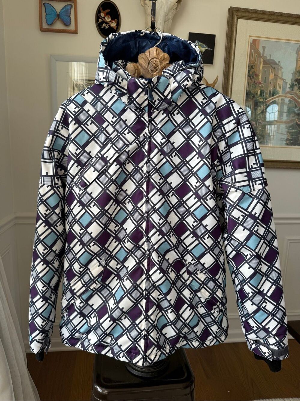 Core Powder Room Women’s Ski Snowboard Jacket Coat Purple Turquoise XL
